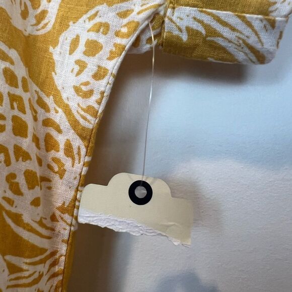 St. John's Bay Yellow Pineapple Linen Blend Lagenlook Popover Blouse NWT SZ Med - Picture 4 of 11